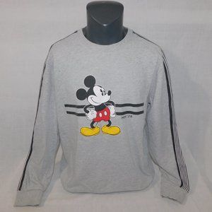 Disney Mickey Mouse Mens L Gray oversized Graphic Crewneck Sweatshirt